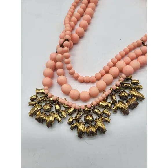David Aubrey Statement Crystal Beaded Pastel Necklace Peach Green Yellow Boho - Picture 10 of 10